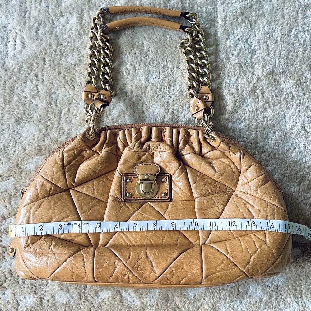 Marc Jacobs Lou Bowler Patchwork Quilted Leather Chain Strap Bag  Tan - Picture 9 of 16